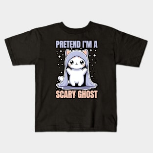 Pretend I'm A Scary Ghost Cute Kitty Cat Kids T-Shirt